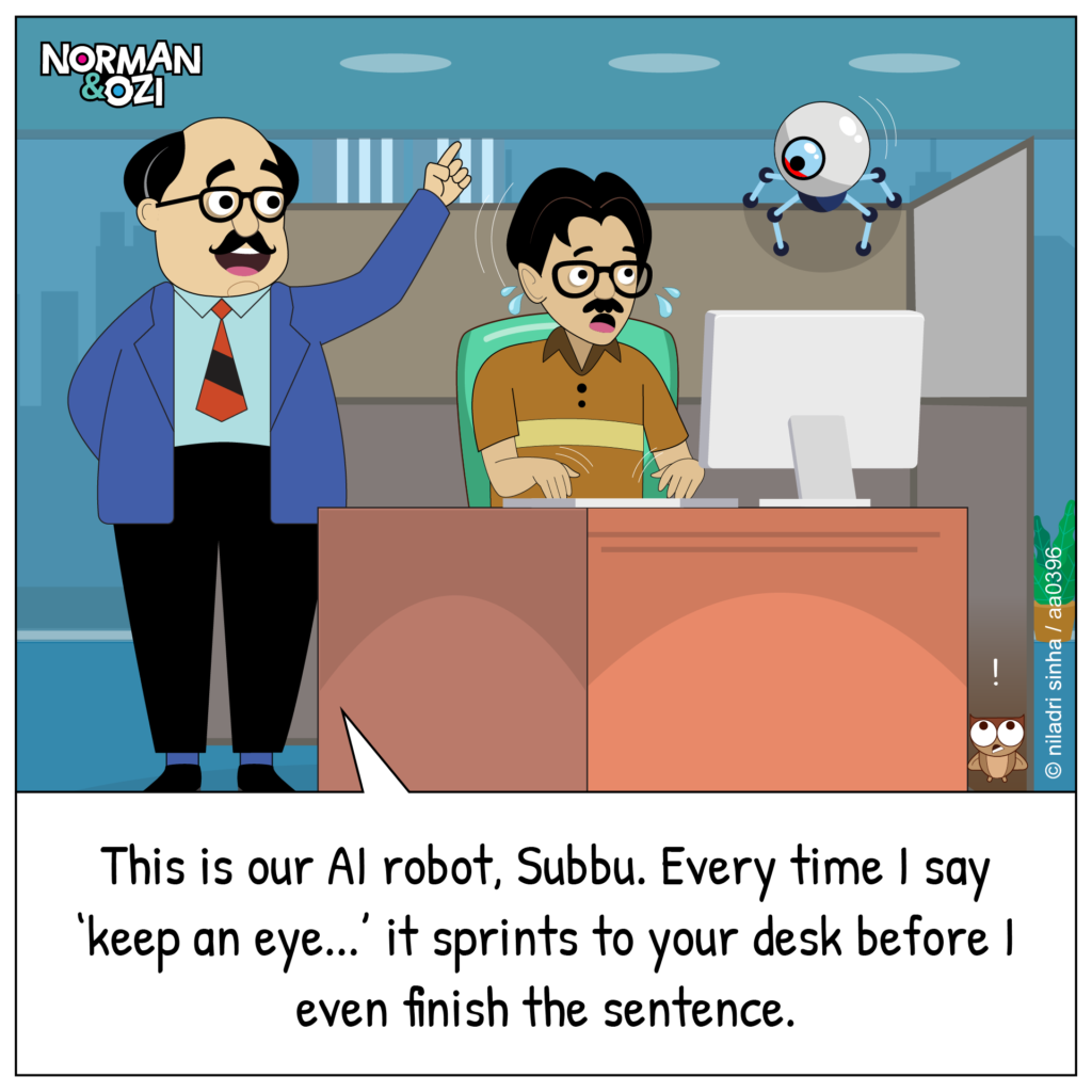 ai webcomics on robots at office