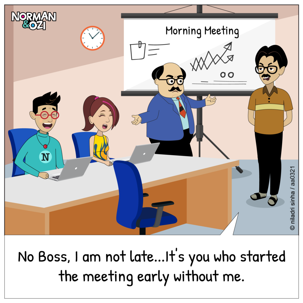 cartoons on office meetings with coworkers