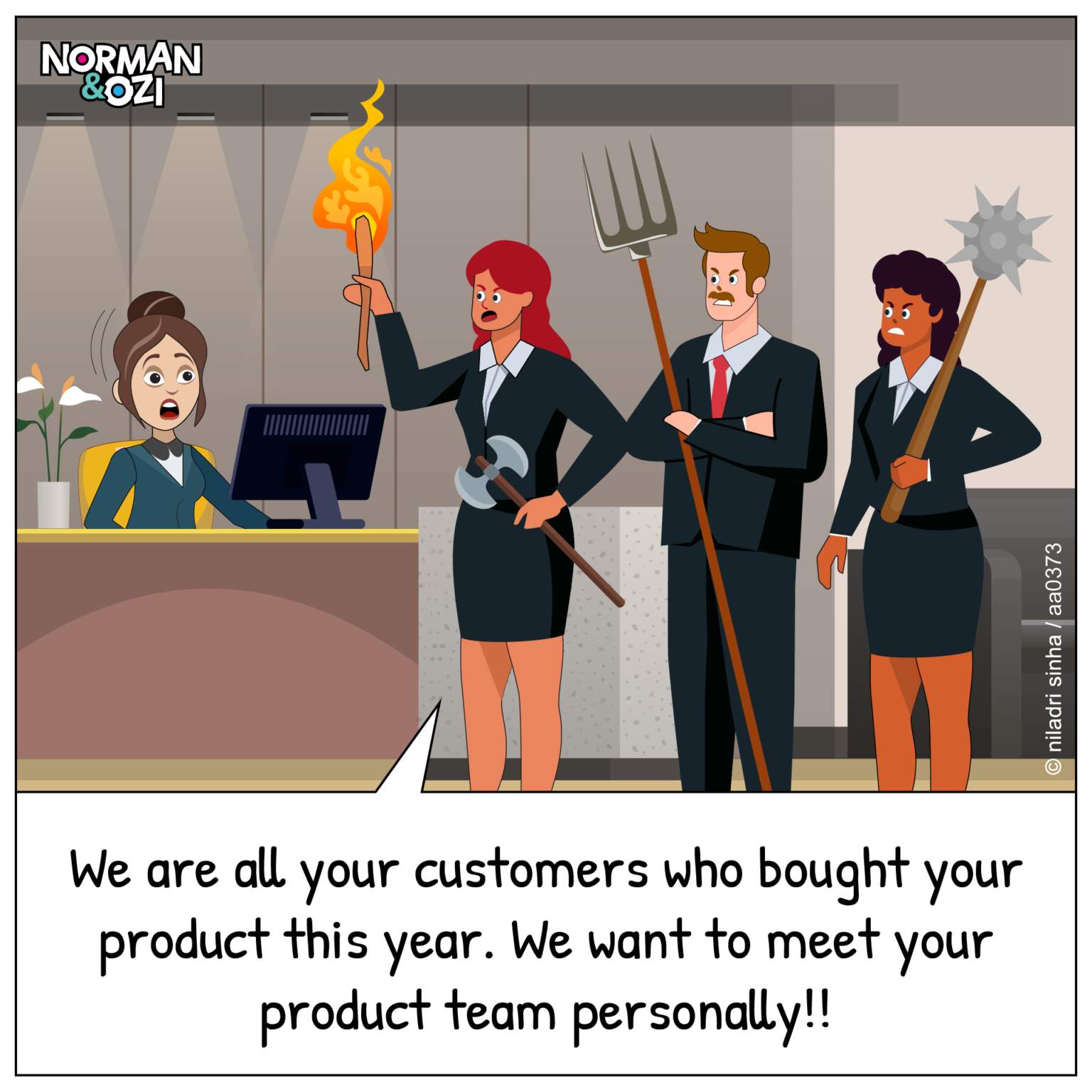 Cartoon Lean Customer Development Comics On Customer Services- Norman and Ozi