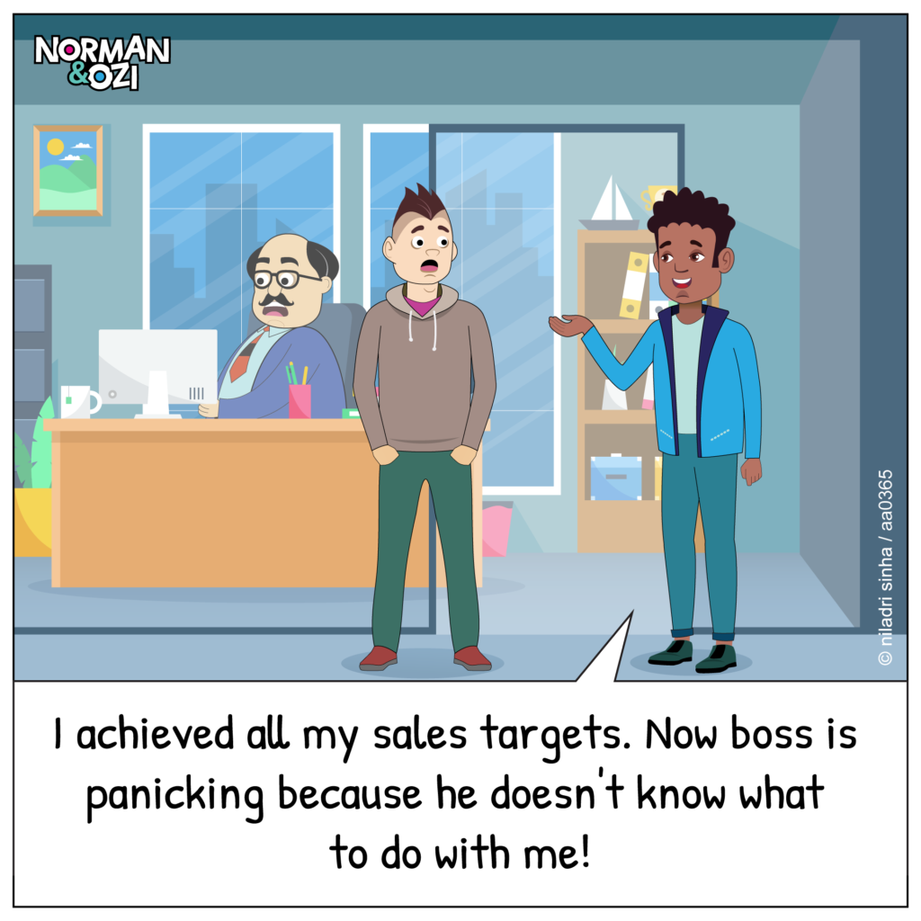 Hilarious cartoons on sales target at office
