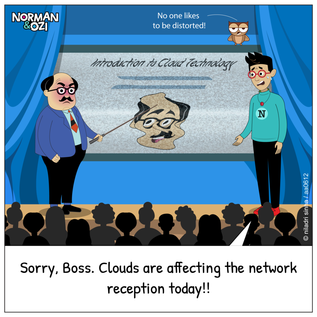 Funny cartoons on cloud technology