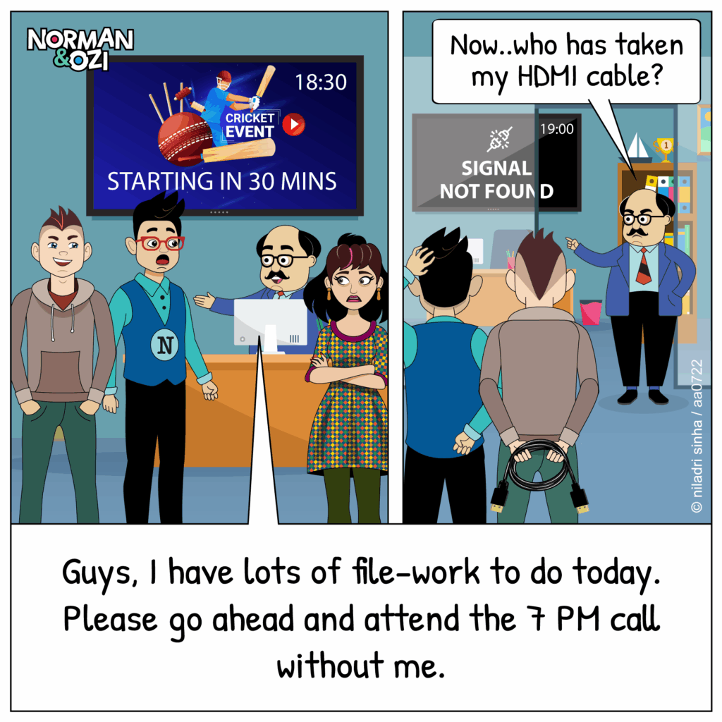 ipl based office cartoons on Team work