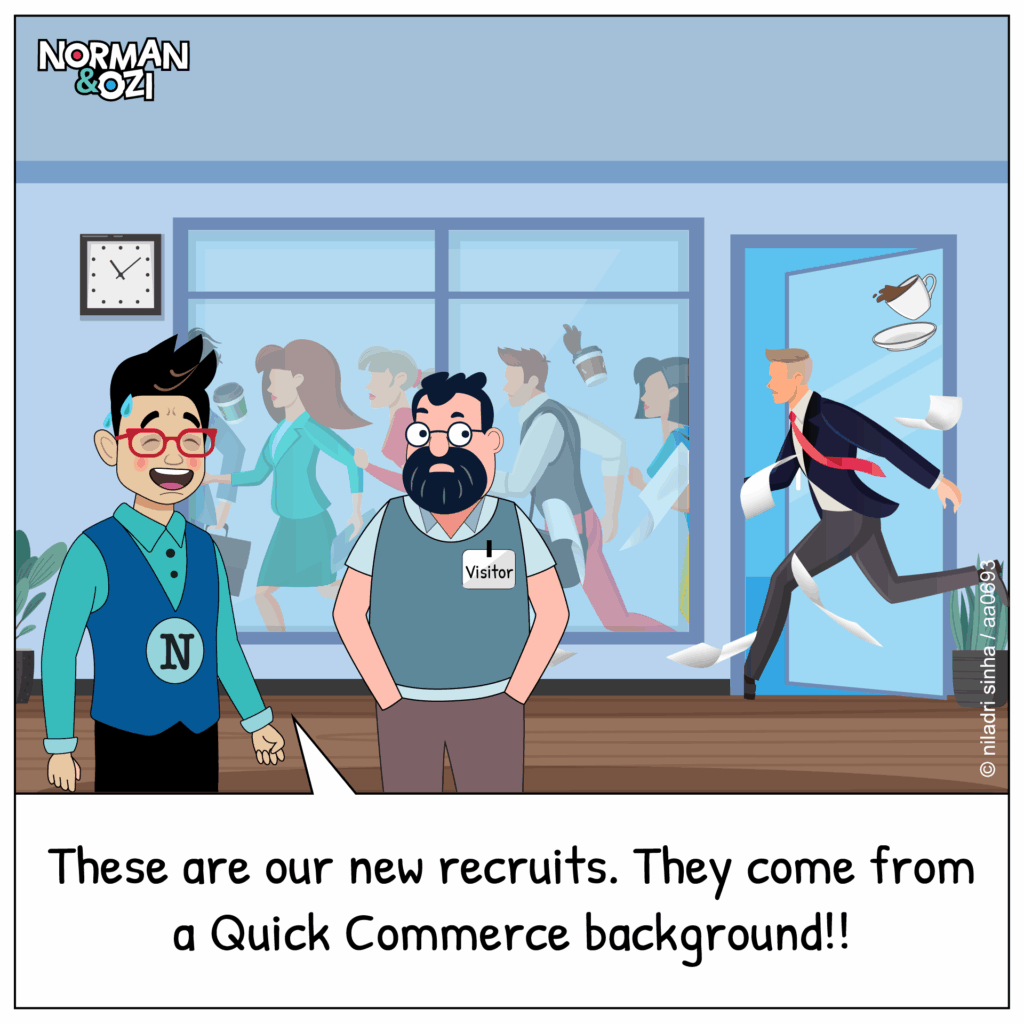 quick commerce cartoons